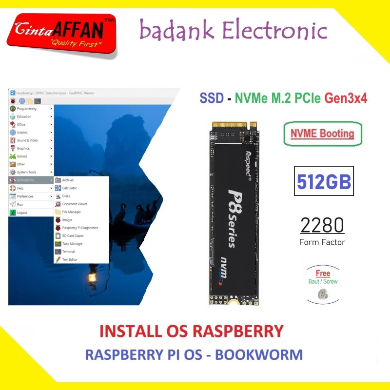 Install OS Raspberry Pi  512GB SSD NVMe M.2 M-Key PCIe Gen3x4 Form Factor 2280